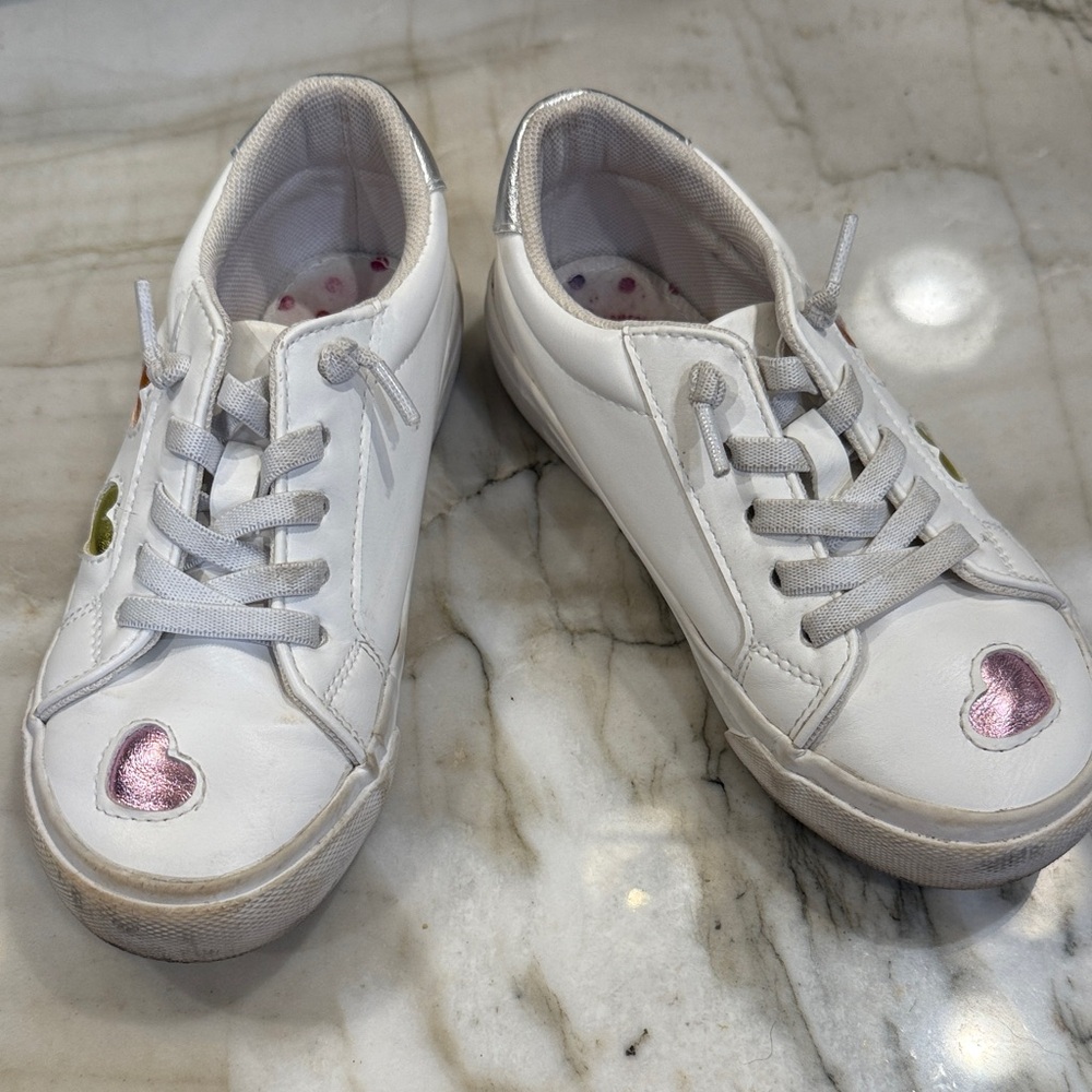 Jellypop White Kids Shoes with Pink Heart Accents